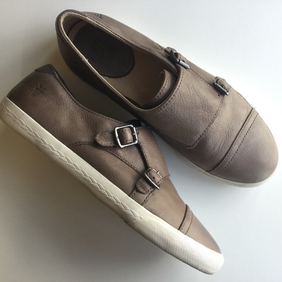 Frye Mindy Monk Leather Sneakers Grey Size 6.5M - Picture 10 of 10